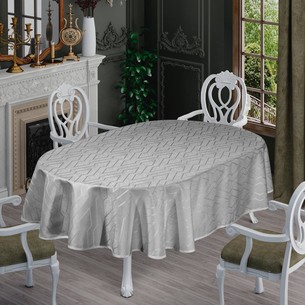 Скатерть овальная DO&CO NERGIS жаккард серый 160х220