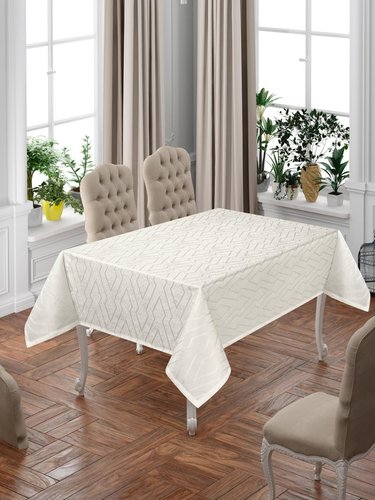 Скатерть прямоугольная DO&CO NERGIS жаккард кремовый 160х220, фото, фотография