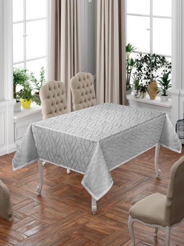 Скатерть прямоугольная DO&CO NERGIS жаккард серый 160х220, фото, фотография