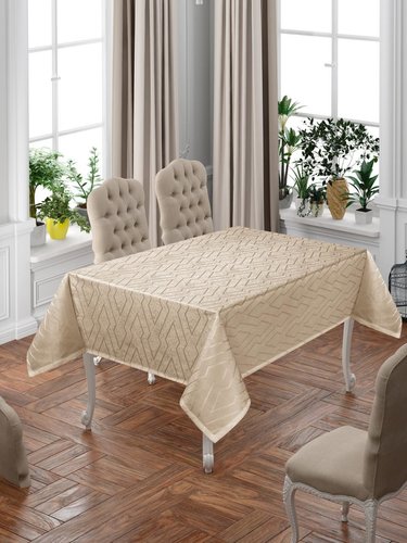 Скатерть прямоугольная DO&CO NERGIS жаккард капучино 160х220, фото, фотография