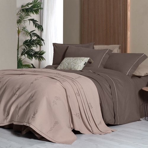 Постельное белье с покрывалом Sarev EVA ELDON хлопковый поплин mocha евро, фото, фотография