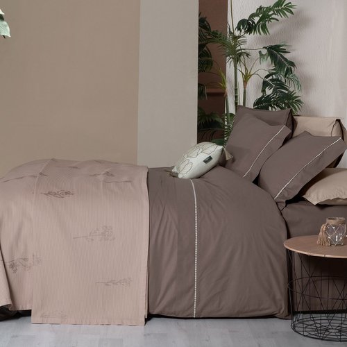 Постельное белье с покрывалом Sarev EVA ELDON хлопковый поплин mocha евро, фото, фотография