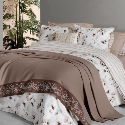 Постельное белье с покрывалом Sarev EVA JADON хлопковый поплин bej евро, фото, фотография