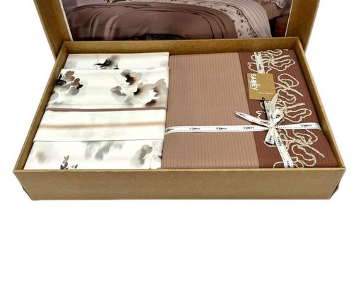 Постельное белье с покрывалом Sarev EVA JADON хлопковый поплин bej евро, фото, фотография