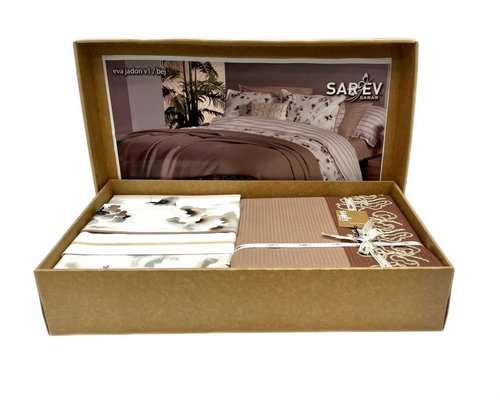 Постельное белье с покрывалом Sarev EVA JADON хлопковый поплин bej евро, фото, фотография