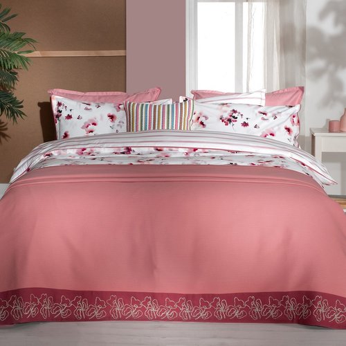 Постельное белье с покрывалом Sarev EVA JADON хлопковый поплин pembe евро, фото, фотография