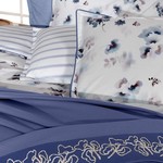 Постельное белье с покрывалом Sarev EVA JADON хлопковый поплин mavi евро, фото, фотография