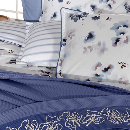 Постельное белье с покрывалом Sarev EVA JADON хлопковый поплин mavi евро, фото, фотография