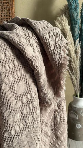 Плед-покрывало Karven CARMEN хлопковый муслин koyu kahve 220х240, фото, фотография