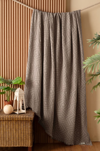 Плед-покрывало Karven CARMEN хлопковый муслин kahve 220х240, фото, фотография