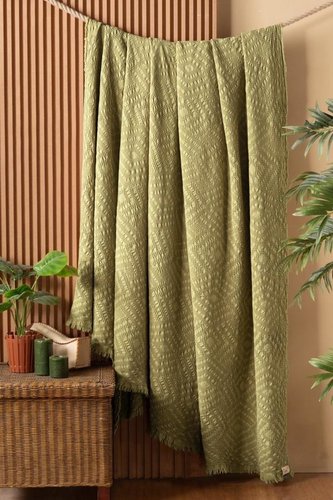 Плед-покрывало Karven CARMEN хлопковый муслин lime yesil 220х240, фото, фотография