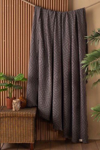 Плед-покрывало Karven CARMEN хлопковый муслин antrasit 220х240, фото, фотография