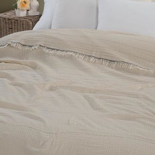 Плед-покрывало Karven IZGI хлопковый муслин naturel 220х240