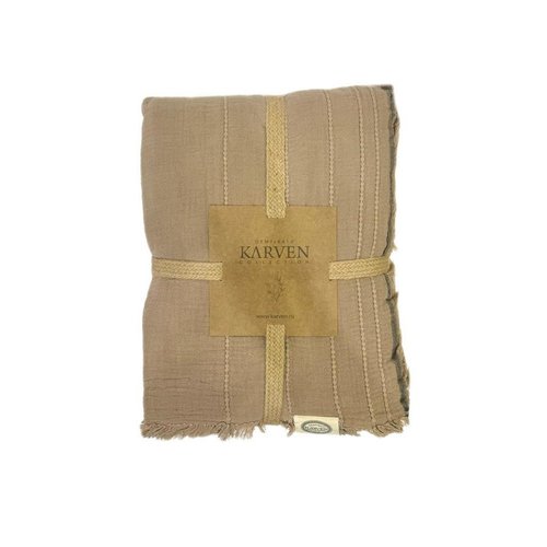 Плед-покрывало Karven IZGI хлопковый муслин koyu kahve 220х240, фото, фотография