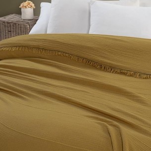 Плед-покрывало Karven IZGI хлопковый муслин hardal 220х240