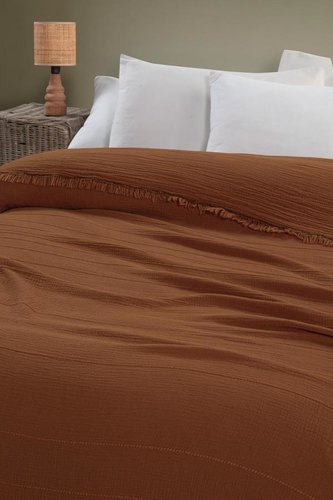 Плед-покрывало Karven IZGI хлопковый муслин tutun 220х240, фото, фотография