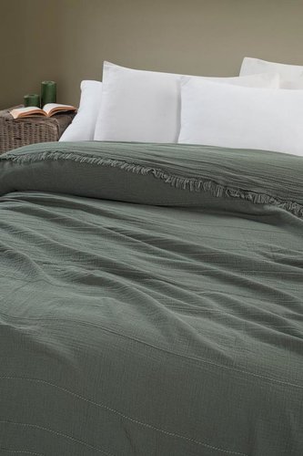 Плед-покрывало Karven IZGI хлопковый муслин yesil 220х240, фото, фотография