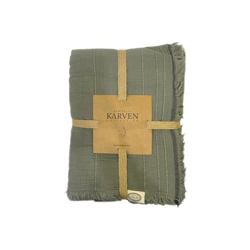 Плед-покрывало Karven IZGI хлопковый муслин yesil 220х240, фото, фотография