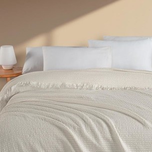 Плед-покрывало Karven SIMA хлопковый муслин beyaz 220х240