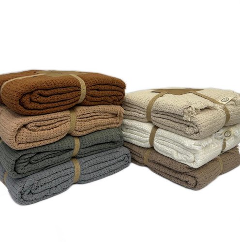 Плед-покрывало Karven SIMA хлопковый муслин beyaz 220х240, фото, фотография