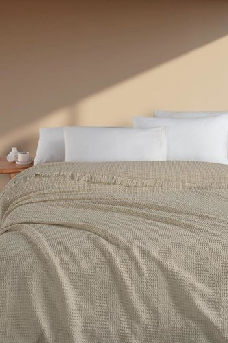 Плед-покрывало Karven SIMA хлопковый муслин bej 220х240, фото, фотография