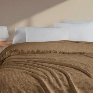 Плед-покрывало Karven SIMA хлопковый муслин koyu kahve 220х240