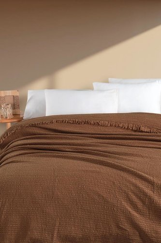 Плед-покрывало Karven SIMA хлопковый муслин tutun 220х240, фото, фотография