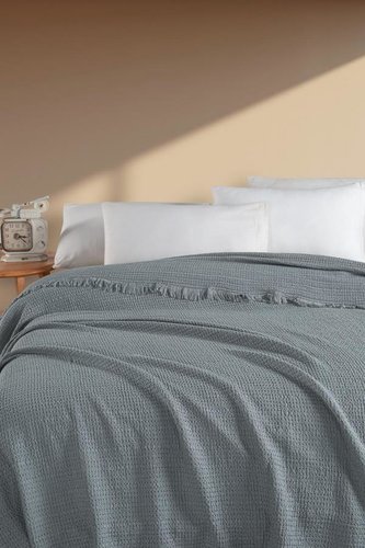 Плед-покрывало Karven SIMA хлопковый муслин gri 220х240, фото, фотография