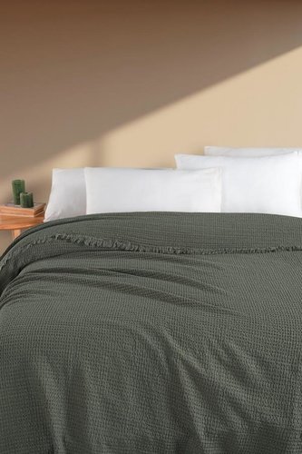 Плед-покрывало Karven SIMA хлопковый муслин yesil 220х240, фото, фотография