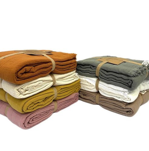 Плед-покрывало Karven SIMA хлопковый муслин yesil 220х240, фото, фотография