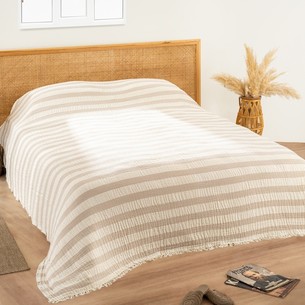 Плед-покрывало Karven LENA хлопковый муслин bej 220х240