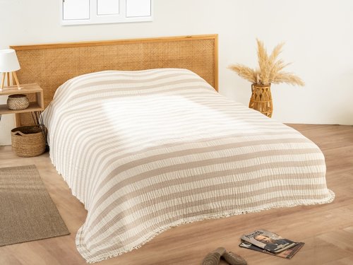 Плед-покрывало Karven LENA хлопковый муслин bej 220х240, фото, фотография