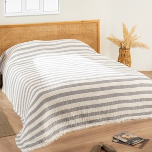 Плед-покрывало Karven LENA хлопковый муслин acik gri 220х240