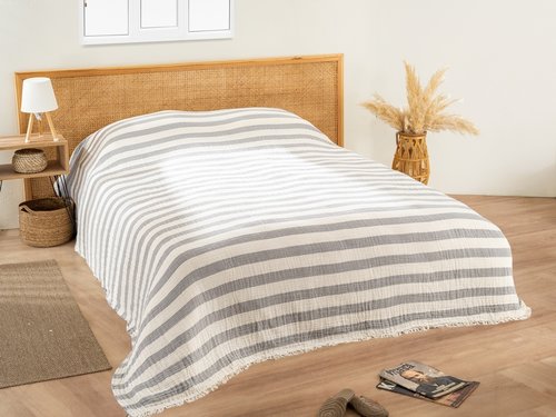 Плед-покрывало Karven LENA хлопковый муслин acik gri 220х240, фото, фотография