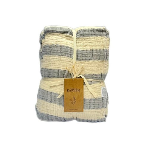 Плед-покрывало Karven LENA хлопковый муслин acik gri 220х240, фото, фотография