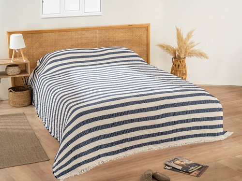 Плед-покрывало Karven LENA хлопковый муслин lacivert 220х240, фото, фотография