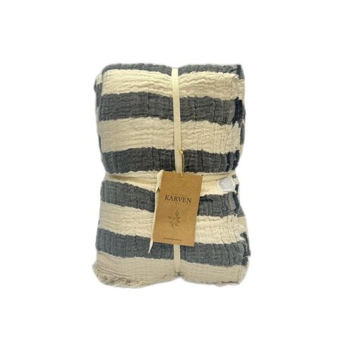 Плед-покрывало Karven LENA хлопковый муслин antrasit 220х240, фото, фотография