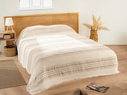 Плед-покрывало Karven TRUVA хлопковый муслин bej 220х240, фото, фотография