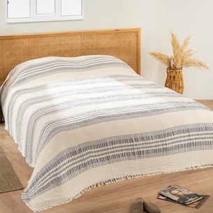 Плед-покрывало Karven TRUVA хлопковый муслин acik gri 220х240