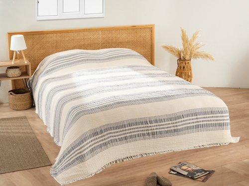 Плед-покрывало Karven TRUVA хлопковый муслин acik gri 220х240, фото, фотография