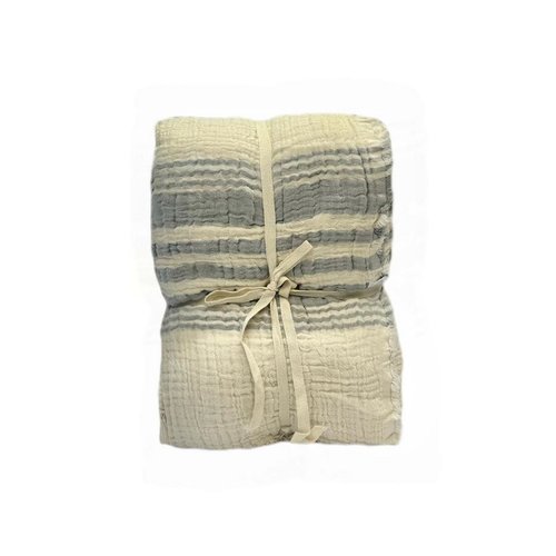 Плед-покрывало Karven TRUVA хлопковый муслин acik gri 220х240, фото, фотография