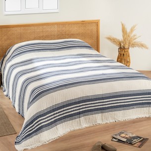 Плед-покрывало Karven TRUVA хлопковый муслин lacivert 220х240