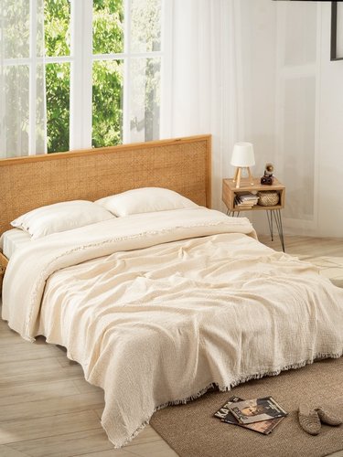 Плед-покрывало Karven CLASSICAL хлопковый муслин krem 220х240, фото, фотография