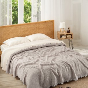 Плед-покрывало Karven CLASSICAL хлопковый муслин acik gri 220х240