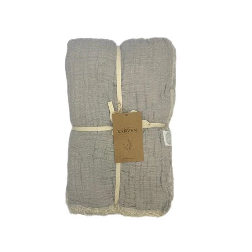 Плед-покрывало Karven CLASSICAL хлопковый муслин acik gri 220х240, фото, фотография