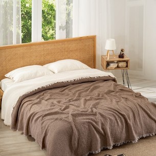 Плед-покрывало Karven CLASSICAL хлопковый муслин kahve 220х240