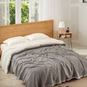 Плед-покрывало Karven CLASSICAL хлопковый муслин antrasit 220х240