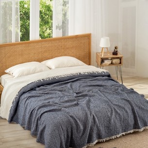 Плед-покрывало Karven CLASSICAL хлопковый муслин lacivert 220х240