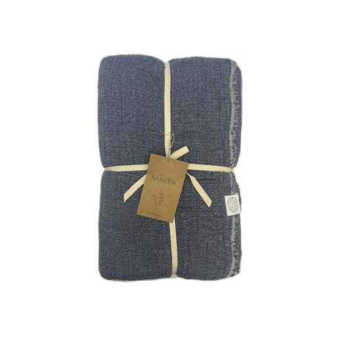 Плед-покрывало Karven CLASSICAL хлопковый муслин lacivert 220х240, фото, фотография