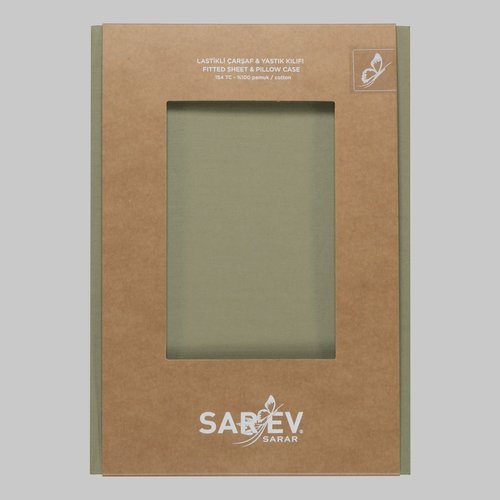 Простынь на резинке с наволочками Sarev NEW SLOW CITY хлопковый поплин defne-yesil 140х200+40, фото, фотография